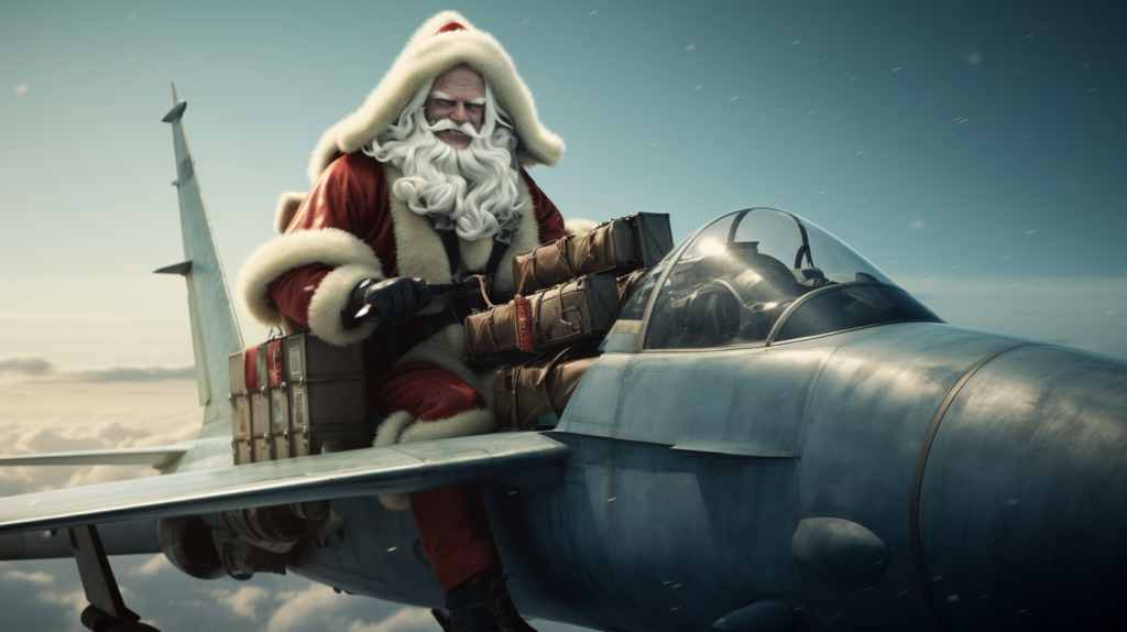 Santa flying jas gripen