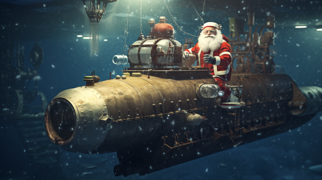 Santa taking the submarine